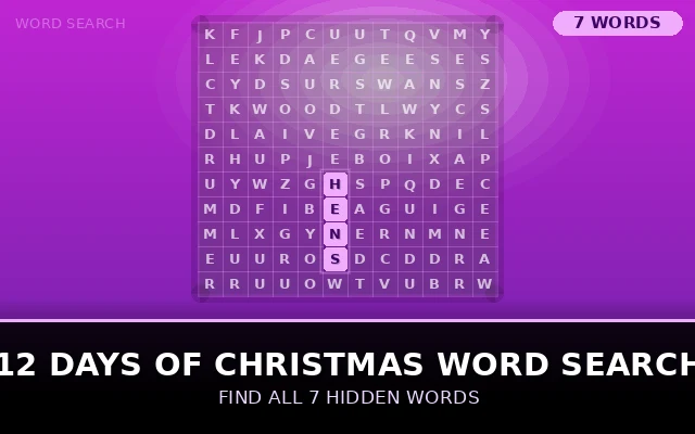 12 Days of Christmas Word Search Grid