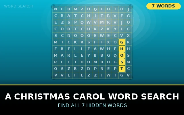 A Christmas Carol Word Search Grid