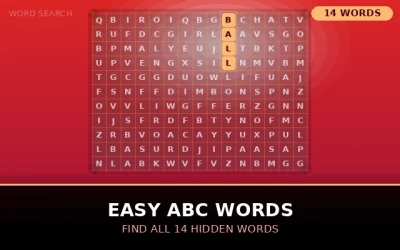 Easy ABC Words Word Search Puzzle