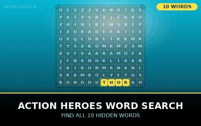 Action Heroes Word Search Word Search Puzzle
