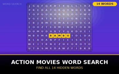 Action Movies Word Search Word Search Puzzle