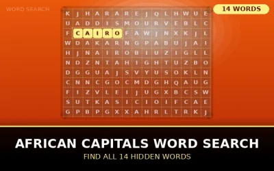 African Capitals Word Search Word Search Puzzle