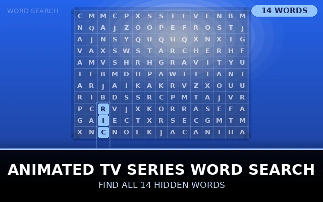 Animated TV Series Word Search Grid
