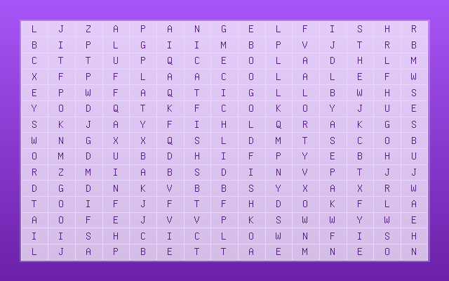 Aquarium Fish Word Search Grid