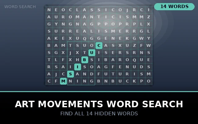 Art Movements Word Search Grid