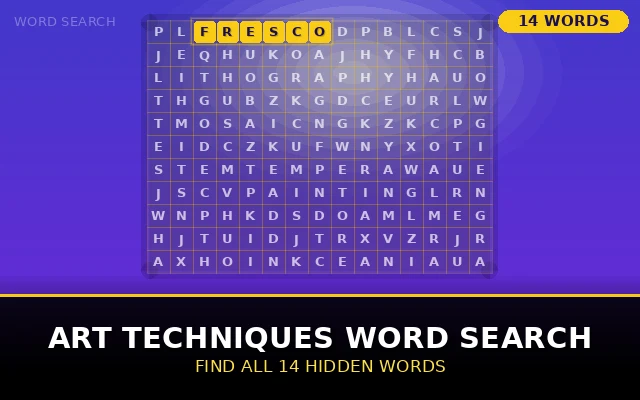 Art Techniques Word Search Grid