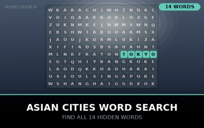 Asian Cities Word Search Word Search Puzzle