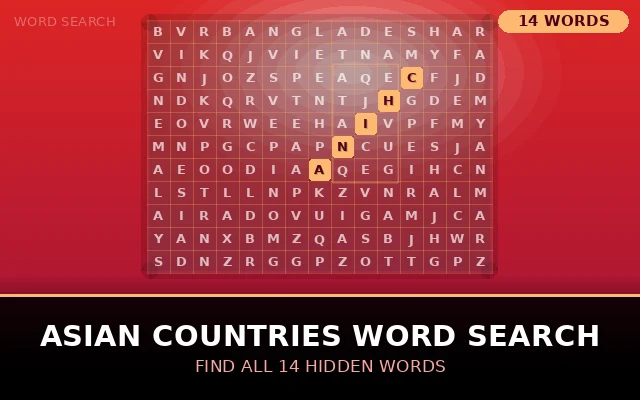 Asian Countries Word Search Grid