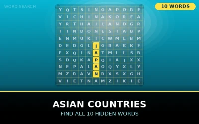Asian Countries Word Search Puzzle