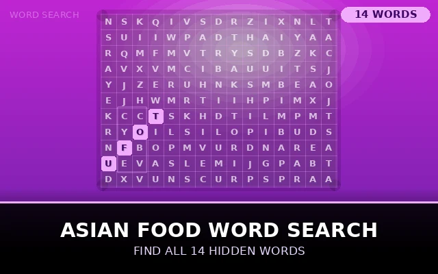 Asian Food Word Search Grid