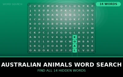 Australian Animals Word Search Word Search Puzzle