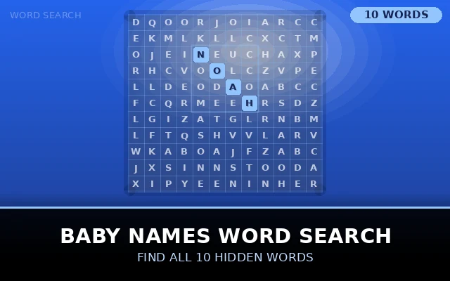 Baby Names Word Search Grid