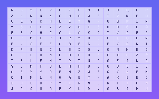 Big Cats Word Search Grid