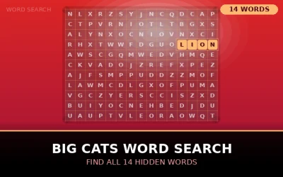 Big Cats Word Search Word Search Puzzle