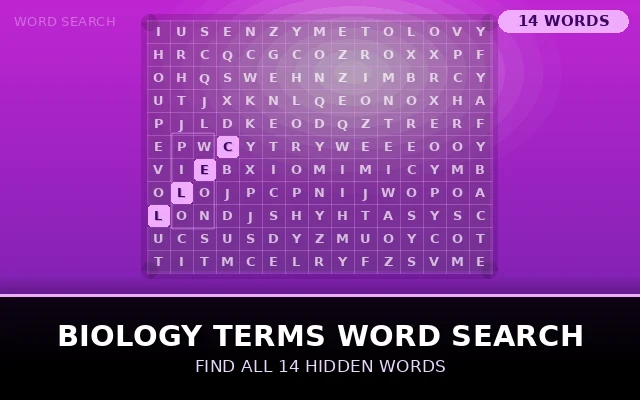 Biology Terms Word Search Grid