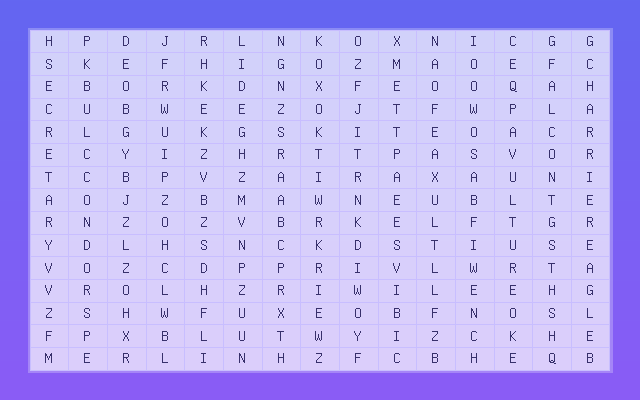 Birds of Prey Word Search Grid