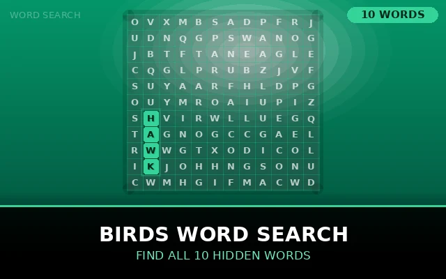 Birds Word Search Grid