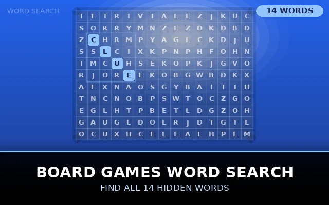 Board Games Word Search Grid
