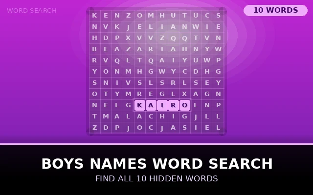 Boys Names Word Search