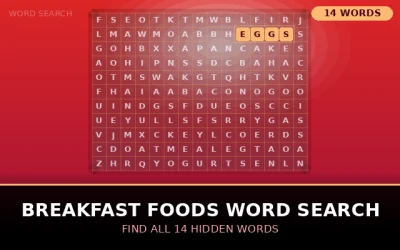 Breakfast Foods Word Search Word Search Puzzle