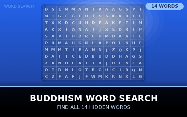Buddhism Word Search Grid