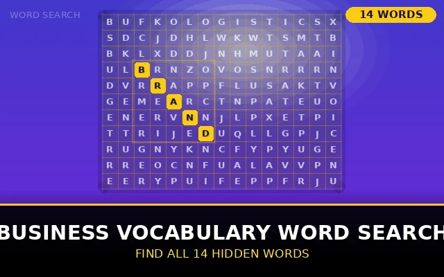 Business Vocabulary Word Search Grid