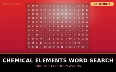 Chemical Elements Word Search Word Search Puzzle