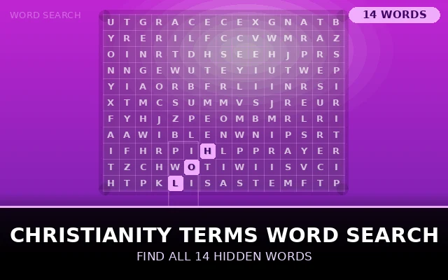 Christianity Terms Word Search Grid