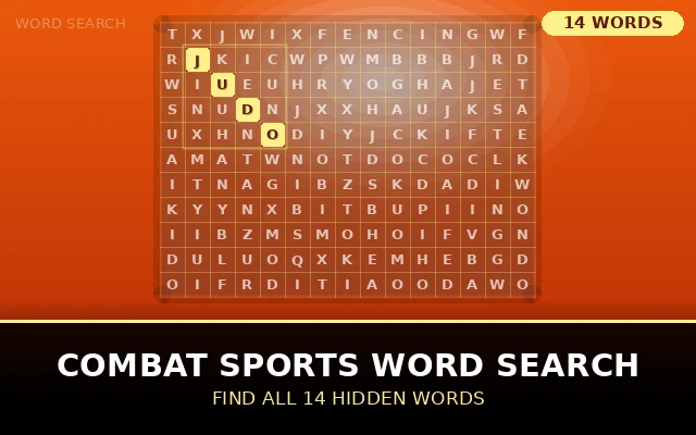 Combat Sports Word Search Grid