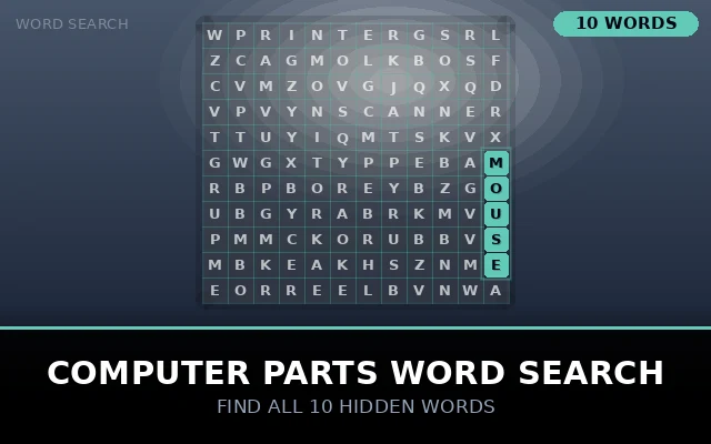 Computer Parts Word Search Grid