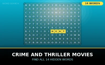 Crime and Thriller Movies Word Search Puzzle