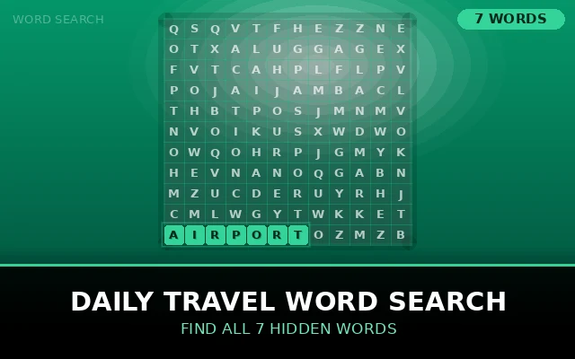 Daily Travel Word Search Grid