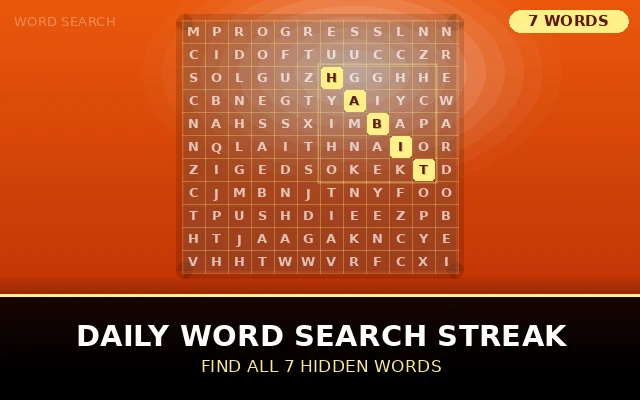 Daily Word Search Streak Grid