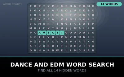 Dance and EDM Word Search Word Search Puzzle
