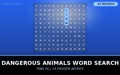 Dangerous Animals Word Search Word Search Puzzle