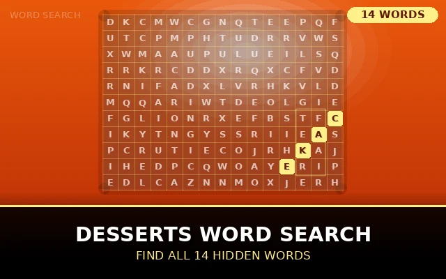 Desserts Word Search Grid