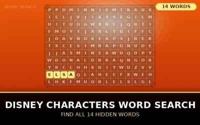 Disney Characters Word Search Word Search Puzzle