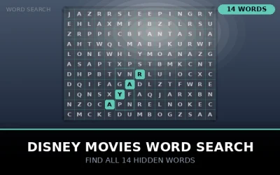 Disney Movies Word Search Word Search Puzzle