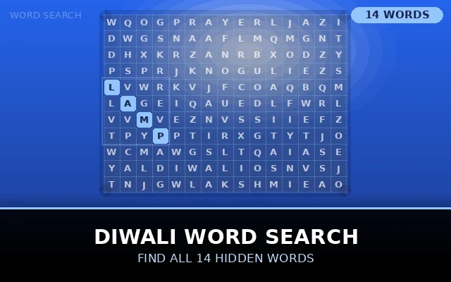 Diwali Word Search Grid