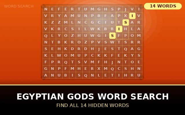 Egyptian Gods Word Search Grid