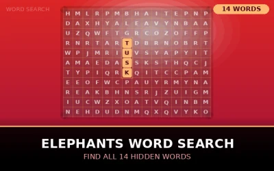 Elephants Word Search Word Search Puzzle