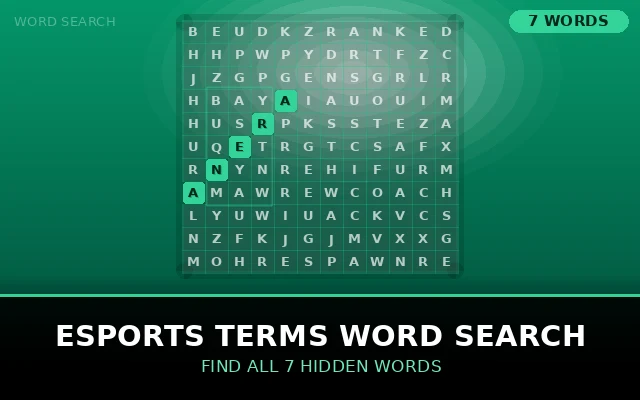 Esports Terms Word Search Grid