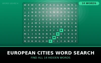 European Cities Word Search Word Search Puzzle