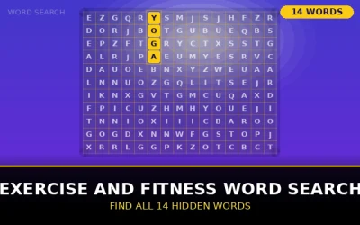 Exercise and Fitness Word Search Word Search Puzzle