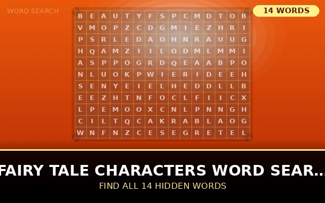 Fairy Tale Characters Word Search Grid