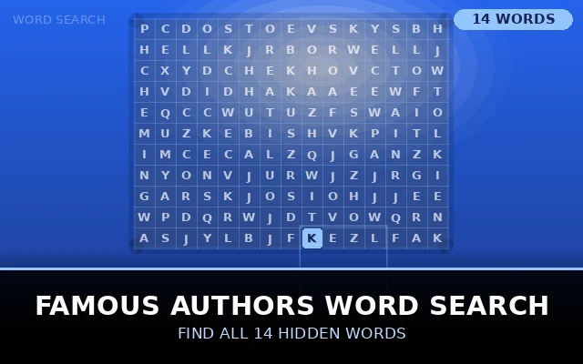 Famous Authors Word Search Grid