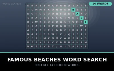 Famous Beaches Word Search Word Search Puzzle