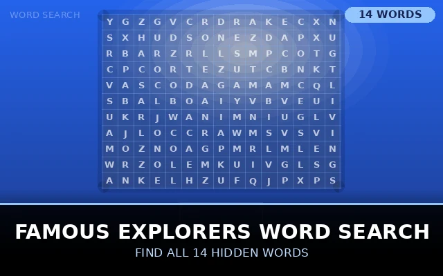 Famous Explorers Word Search Grid