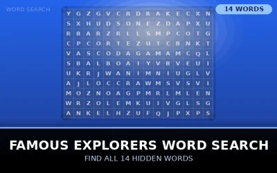 Famous Explorers Word Search Word Search Puzzle