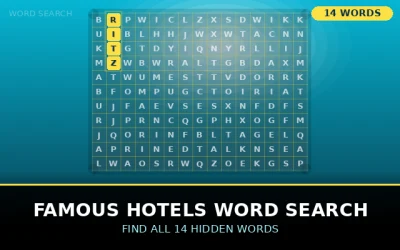 Famous Hotels Word Search Word Search Puzzle
